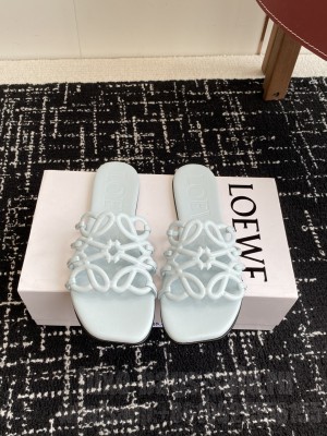 Loewe Petal Anagram slide in soft calfskin light blue