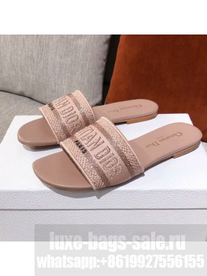Dior Dway Embroidered Cotton Flat Slide Sandals Light Pink Spring/Summer 2021 Collection