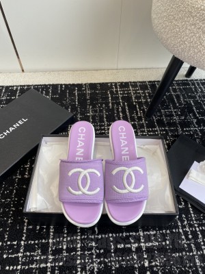 Chanel CC Logo Fabric Slide Mule 2024 010