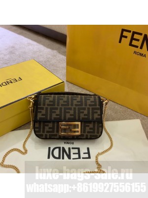 Fendi FF Fabric Mini Baguette Bag Brown/Black  2021 Collection
