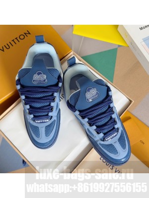Louis Vuitton LV Skate Man's Sneakers in Leather and Mesh Blue 