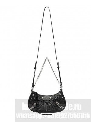Balenciaga Le Cagole Mini Purse With Chain Metallized Black