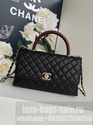 Chanel LARGE FLAP BAG WITH TOP HANDLE A92991 black&red