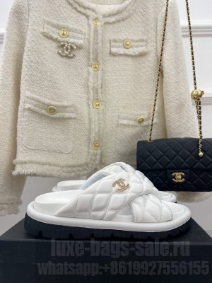 Chanel Quilted Nylon Slide Sandals with Cross Strap 2023 04