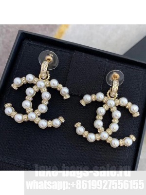 Chanel Pearl Crystal Hoop Errings Spring/Summer 2021 Collection