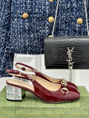 Gucci Horsebit 6.5cm With crystals Slingback Pump 2024 Burgundy