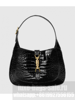 Gucci Jackie 1961 crocodile small shoulder bag 636709 black