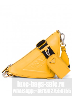 Prada Leather Triangle shoulder bag 1BH190 Yellow