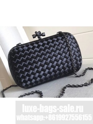 Bottega Veneta Intrecciato Chain Knot Clutch Bag Black 