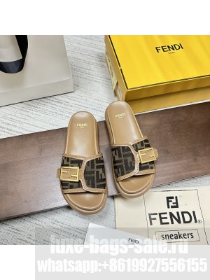 Fendi Feel Dove FF chenille slides 2023 brown