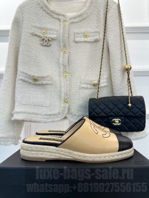 Chanel CC Lambskin Espadrilles Mules 2023 02