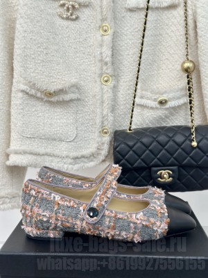 Chanel Tweed Mary Janes Ballet Flat Pointed Toe 2024 04