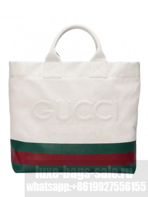 Gucci Canvas tote bag with embossed details Cream