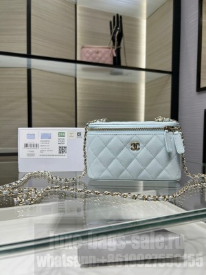 CHANEL Classic Small Vanity with Chain AP1341 light blue