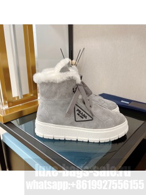 Prada suede and shearling Boots gray