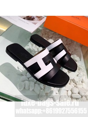 Hermes Calfskin Amore Sandal White/Black 2020 Collection