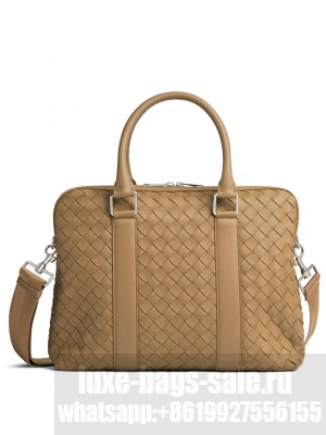 Bottega Veneta Slim Classic Intrecciato Briefcase 690702 Coffee