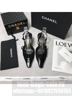 Chanel Vintage Suede&Lambskin Slingbacks Pumps Black 2021 Collection