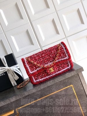 CHANEL Classic 11.12 Handbag A01112 Red Pink & Black