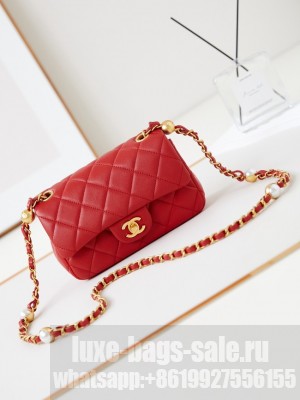 CHANEL 24B MINI FLAP BAG AS4947 red