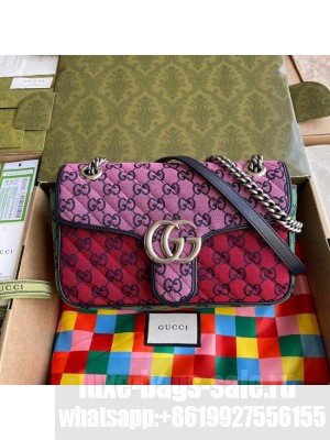 Gucci GG Marmont multicolor small shoulder bag 443497 Pink&green&yellow&red