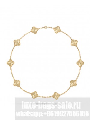 Van Cleef & Arpels Women's Vintage Alhambra Necklace, 10 Motifs Golden