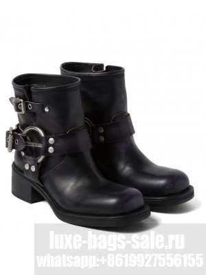 Miumiu Women's Vintage-look Leather Booties Black
