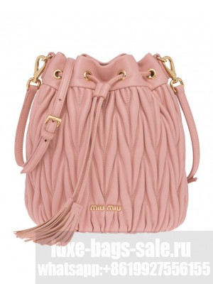 Miumiu Matelasse Leather Bucket Bag 5BE014 Pink