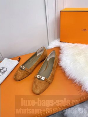 Hermes Bilbao ballet flat Brown Suede 2021 Collection
