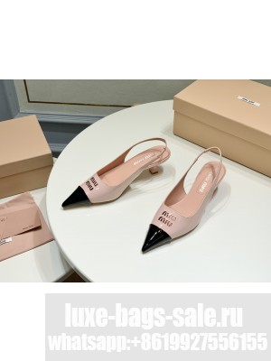 Miu Miu Patent Leather Slingback Pumps 4.5cm with Perforated Logo Pink 2023