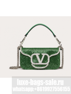 VALENTINO MINI LOCO imitation crystal shoulder bag WB0K53SL green