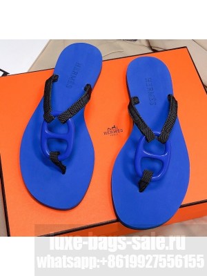 Hermes Kala Nera Chaine D'ancre Flip Flops Thongs Sandals Blue