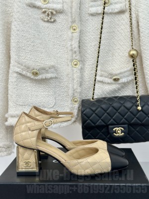 Chanel Women's Quilted Lambskin Mary Janes Pumps G45235 Beige 2024