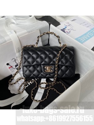 Chanel 24A mini flap bag with top handle AS2431 BLACK