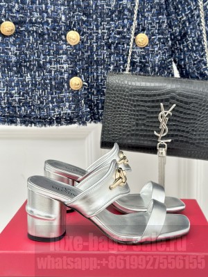 Valentino VLogo The Bold Edition Mule Sandals Sliver