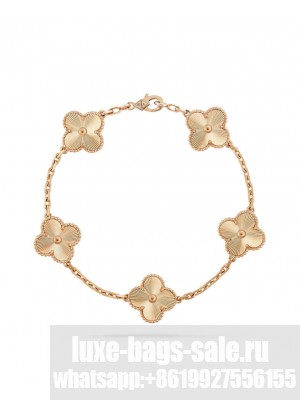 Van Cleef & Arpels Women's Vintage Alhambra Bracelet, 5 Motifs Golden