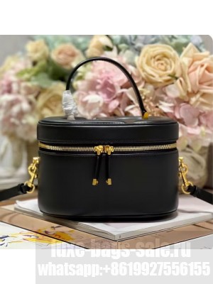 SMALL CD SIGNATURE VANITY CASE Calfskin with Embossed CD Signature S2203UMFV Black