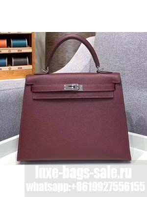 Hermes Kelly 25cm Bag in Original Epsom Leather Burgundy