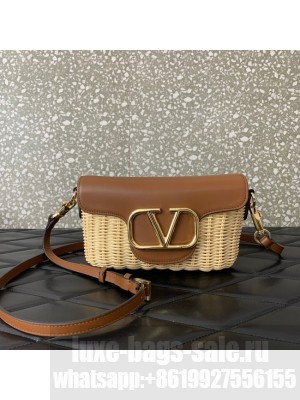 VALENTINO Small Woven Shoulder Bag 5055 brown