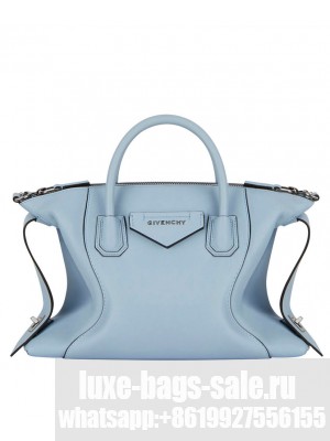 Givenchy Small Antigona Soft Bag In Smooth Leather Light Blue