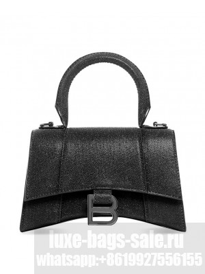 Balenciaga Hourglass XS Handbag In Glitter Material Black