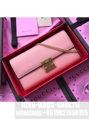 Gucci Padlock Calfskin Continental Chain Wallet 453506 Pink