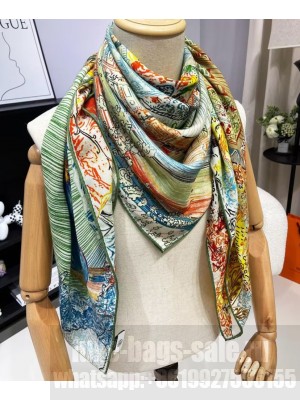 Hermes Women's Les Folies Du Faubourg Scarf Green