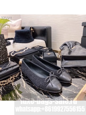 Chanel Ballerina Flats Tweed/Lambskin Leather Spring/Summer 2021 Collection, Black