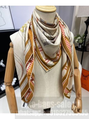 Hermes Women's Lettres Equestres Scarf Cream