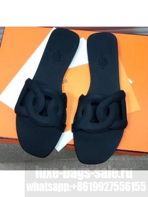 Hermes Aloha Rubber Slipper Sandals Black