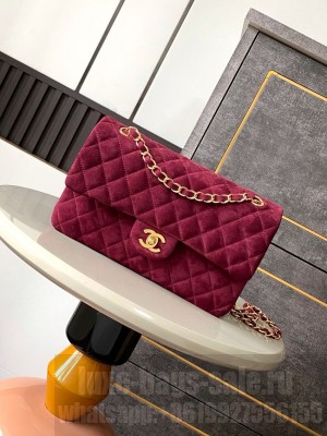 Chanel CLASSIC 11.12 HANDBAG velvet 1112 wine