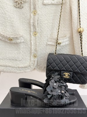 Chanel 5cm mules Kidskin & Strass black G46231 2025
