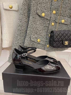 Chanel Patent Leather Mary Janes Open Shoes G38571 Black Spring 2022 Collection