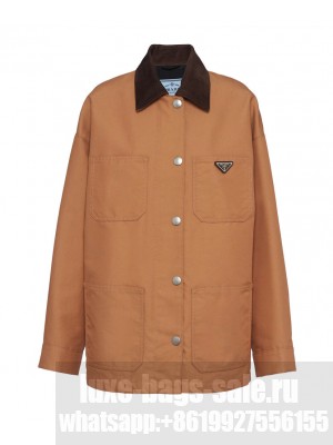 Prada Women's Technical Canvas Blouson Jacket Coffee